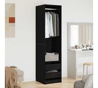 LoogCape Wardrobe with Shelf, Black Oak Look, 50 x 50 x 200 cm, Modern Storage Space for Bedroom and Children's Room, Freestanding Design, Robust Made of Wood