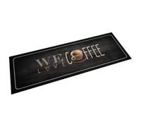 LoogCape Washable Kitchen Rug, Coffee Text Print, 60x180 cm Velvet, Super Absorbent Latex Backing, Easy Roll-Up Storage, Durable Indoor Floor Mat