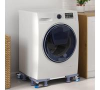 LoogCape Washing Machine Base Grey 67 x 67 x 12 cm Stainless Steel with Wheels, Height Adjustable, Sturdy, Vibration Absorbing, for Washing Machine and Dryer, Suitable for Indoor Use, Durable