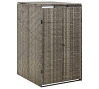 LoogCape Wheelie Bin Box for 1 Bin, Grey, 70 x 80 x 117 cm, Made of Poly Rattan with Powder-Coated Steel Frame, Weatherproof and Lockable for Garden, Patio and Outdoor Use