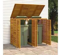 LoogCape Wheelie Bin Box for 2 Bins, 140 x 89 x 117 cm, Made of Robust Acacia Wood, Weatherproof and Lockable with Double Doors, Privacy Screen for Garden, Patio and Outdoor, Durable Waste Box