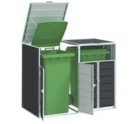 LoogCape Wheelie Bin Box for 2 Bins, Anthracite, 144 x 81 x 113 cm, Steel, Weatherproof, Lockable with Ventilation and Easy Access for Standard Outdoor Wheelie Bins