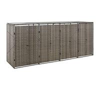 LoogCape Wheelie Bin Box for 4 Bins, Grey, 274 x 80 x 117 cm, Weatherproof Bin Box with Lockable Doors for Garden, Patio and Outdoor Use
