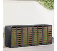 LoogCape Wheelie Bin Box for 4 Containers Made of Steel in Anthracite, Weatherproof, UV Resistant, Expandable, Ventilated, Ideal for Garden, Patio, Outdoor, with Privacy Screen, Lockable, Durable