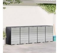 LoogCape Wheelie Bin Box for 5 Containers, Made of Steel, in Anthracite, Weatherproof and UV Resistant, Expandable Bin Cabinet for Garden, Patio and Outdoor Use, with Ventilation and Lockable Design