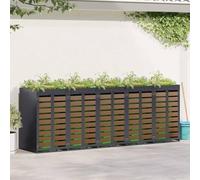 LoogCape Wheelie Bin Box for 5 Containers Made of Steel in Anthracite, Weatherproof, UV-Resistant, Expandable, with Ventilation, Privacy Screen, for Garden, Patio, Outdoor, Lockable
