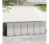 LoogCape Wheelie Bin Box for 6 Containers, Steel, Anthracite, Weatherproof, Expandable, UV-Resistant, Ventilated, for Garden, Patio, Outdoor, Waste Box, Privacy Screen, Practical Storage