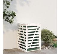 LoogCape Wheelie Bin Box, White, 84 x 90 x 128.5 cm, Made of Solid Pine Wood with Lock for Garden, Patio, Outdoor, Weatherproof, Lockable, Flexible Extension for 2 to 4 Bins