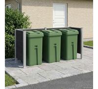 LoogCape Wheelie Bin Fence Grey 237 x 85 x 115 cm Aluminium WPC Weatherproof Expandable for Outdoor Garden Patio Waste Box Privacy Screen