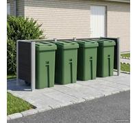 LoogCape Wheelie Bin Fence Grey 315 x 85 x 115 cm Aluminium WPC Weatherproof Expandable for Outdoor Garden Patio Waste Box Privacy Screen