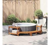 LoogCape Whirlpool Environment Semi-Round Brown 252 x 112 x 55.5 cm Made of Solid Acacia Wood for Outdoor Spa, Pool, Jacuzzi, Durable Water and UV-Resistant Border for Garden and Patio