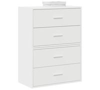 LoogCape White Cabinets with 2 Drawers 60 x 31 x 40 cm Made of Wood Versatile Storage for Bedroom, Living Room, Hallway, Bathroom, Office, with Two Mounting Options