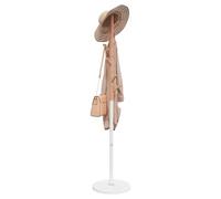 LoogCape White Coat Stand 172 cm Made of Powder Coated Iron with Solid Beech Wood Hooks and Marble Base Ideal for Hallway, Bedroom or Bathroom, Offers Large Storage Space, Sturdy Construction