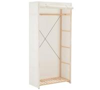 LoogCape White Fabric Wardrobe 79 x 40 x 170 cm with Wooden Frame, Storage Organiser for Bedroom, Nursery and Hallway, with Clothes Rail, Compartment and Storage Space, Easy Assembly