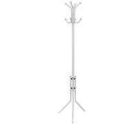 LoogCape White Metal Clothes Rack with Clothes Hooks for Hallway, Bedroom and Bathroom, Space-Saving Coat Stand with Stable Stand and Versatile Hanging Options