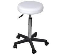 LoogCape White Office Stool with Height Adjustable Seat, Ergonomic Padding, Breathable Mesh, Modern Design Aesthetic, Ideal for Home Office, Study and Creative Work Environments