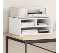 LoogCape White Printer Stand 49 x 40 x 22.5 cm Wood Material Multifunctional Office Organiser for Printers, Files, Documents, Books, Kitchen Utensils, Storage Space, Mobile, Height Adjustable, Home