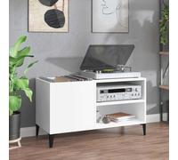 LoogCape White record cabinet, 84.5 x 38 x 48 cm, wood material with metal legs, plenty of storage space for LP records, side cabinet in the living room or office