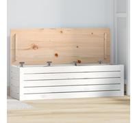 LoogCape White Solid Pine Storage Chest 109 x 36.5 x 33 cm with Storage Space, Lid, Robust Frame for Living Room, Bedroom, Hallway, Kitchen and More