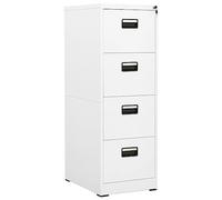 LoogCape White Steel Filing Cabinet 46 x 62 x 133 cm with 4 Drawers Lockable for Office, Home Office, Documents, Folders, Hanging Files, Robust, Durable, Modern Design