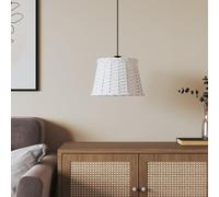 LoogCape White Wicker Lampshade Diameter 25 x 17 cm for Pendant Light, Ceiling Light, Wall Light, Bedside Lamp, Suitable for E27 Bulbs, Decorative, Vintage, Boho, Country House Style