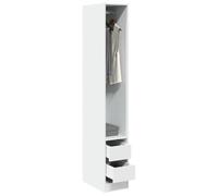 LoogCape White Wooden Wardrobe 30 x 50 x 200 cm with Sliding Doors, Storage Space, Compartment, Drawers, Mirror, for Bedroom, Hallway, Children's Room, Durable, Space-Saving, Modern Design