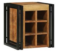 LoogCape Wine Rack Brown Black Acacia Solid Wood 35 x 35 x 39 cm Rustic Wine Stand for Kitchen and Home Bar, Durable Bottle Rack for Wine Lovers, Functional Decoration, Ideal for Indoor Use