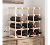 LoogCape Wine Rack for 20 Bottles, 46.5 x 23 x 46.5 cm, Made of Solid Pine Wood, Space-Saving Wine Cabinet with Wall Mount for Kitchen, Dining Room, Basement, Bar