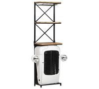 LoogCape Wine Rack Rough Mango Wood 49 x 31 x 172 cm for Bottles and Glasses for Storage in the Dining Room Living Room or Cellar, Sturdy Bottle Holder, Includes Wall Bracket