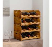 LoogCape Wine Rack Set of 4 Solid Mahogany Wood for 16 Bottles Rustic Wine Stand Handmade Durable Authentic Vintage Look Suitable for Kitchen Dining Room Living Room Cellar Bar