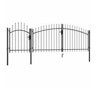 LoogCape Woerden Garden Gate, Powder-Coated Steel, Black, 1.25 x 4 m, Lockable with Hinges and Gate Drop Pole, Robust Safety Barrier for Garden and Yard