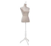 LoogCape Women's Dressmaker's Dummy Bust Torso Mannequin Linen with Stripes Height Adjustable for Fashion Students, Designers, Clothing Stores, Ideal for Displaying Clothes