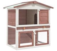 LoogCape Wooden Rabbit Hutch with 3 Doors, Brown, Weatherproof Enclosure for Rodents and Small Animals, Weatherproof Playpen with Roof, Suitable for Indoor and Outdoor Use, with Slide, Easy to Clean
