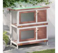 LoogCape Wooden Rabbit Hutch with 4 Doors, Brown, Weatherproof Multi-Tier Enclosure for Rabbits, Guinea Pigs, Rodents, Indoor and Outdoor, with Roof, Drawers and Sturdy Frame