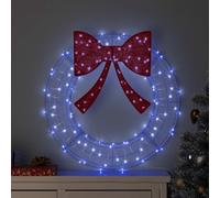 LoogCape Wreath with 60 LEDs Blue Acrylic 76 x 76 x 8.5 cm USB Illuminated Christmas Wreath for Indoor and Outdoor Decoration Modern Design