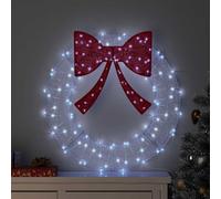 LoogCape Wreath with 60 LEDs Cool White 76 x 76 x 8.5 cm Acrylic Christmas Decoration Modern Lighting for Indoor and Outdoor Use with Remote Control and Practical Hanging Ring