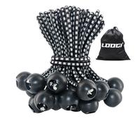 LOOGI Bungee Cord with Balls, 25Pcs 6 Inch Black Bungee Ball Cords, Heavy Duty Tarp Bungees Ties Elastic Tie Down Straps for Tarpaulin Tent Camping Pavilions Flag Marquee