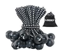 LOOGI Bungee Cord with Balls, 30Pcs 4 Inch Black Bungee Ball Cords, Heavy Duty Tarp Bungees Ties Elastic Tie Down Straps for Tarpaulin Tent Camping Pavilions Flag Marquee