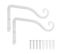 LOOGI Hanging Plant Bracket, Wall Hook Plant Hanger 6 Inch Decorative Hooks for Indoor Planter Lantern, Outdoor Bird Feeder Wind Chime, 2 Pack White