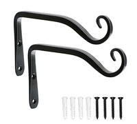 LOOGI Hanging Plant Bracket, Wall Hook Plant Hanger 6 Inch Decorative Hooks for Indoor Planter Lantern, Outdoor Bird Feeder Wind Chime, 2 Pack Black