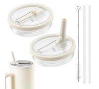 LOOHAOC 2 pieces 40Oz Cup Reusable Replacement Lids With Straw, Premium, Leakproof And Dustproof, Stanley Cup Accessories, Includes Straw (ivory)