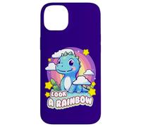 Look a Rainbow Cute Dinosaur with a Rainbow and Stars Case for iPhone 14 Plus