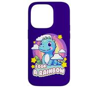 Look a Rainbow Cute Dinosaur with a Rainbow and Stars Case for iPhone 14 Pro