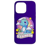 Look a Rainbow Cute Dinosaur with a Rainbow and Stars Case for iPhone 14 Pro Max