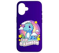 Look a Rainbow Cute Dinosaur with a Rainbow and Stars Case for iPhone 16