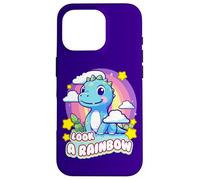 Look a Rainbow Cute Dinosaur with a Rainbow and Stars Case for iPhone 16 Pro