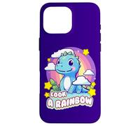 Look a Rainbow Cute Dinosaur with a Rainbow and Stars Case for iPhone 16 Pro Max