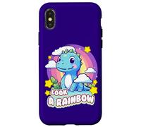 Look a Rainbow Cute Dinosaur with a Rainbow and Stars Case for iPhone X/XS