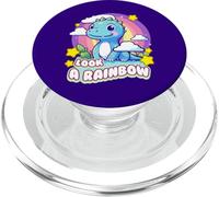 Look a Rainbow Cute Dinosaur with a Rainbow and Stars PopSockets PopGrip for MagSafe
