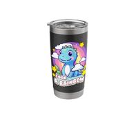 Look a Rainbow Cute Dinosaur with a Rainbow and Stars Stainless Steel Insulated Tumbler